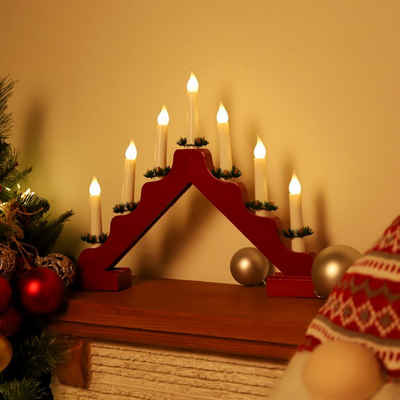 Salcar LED Lichterbogen Schwibbogen Weihnachten mit 7 Spitzkerzen, Rot