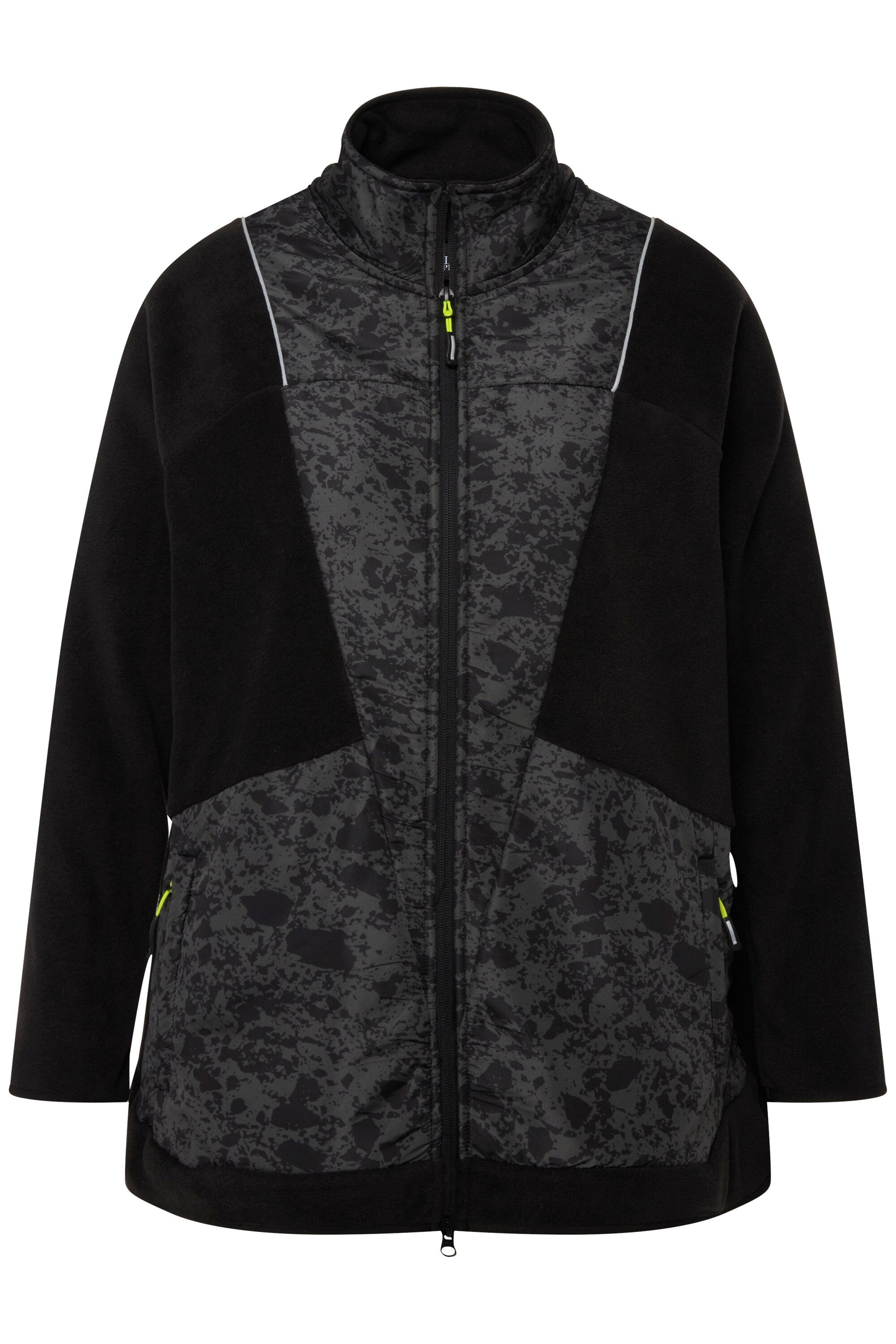 Ulla Popken Sweatjacke Fleecejacke Color-Paspel Stehkragen günstig online kaufen