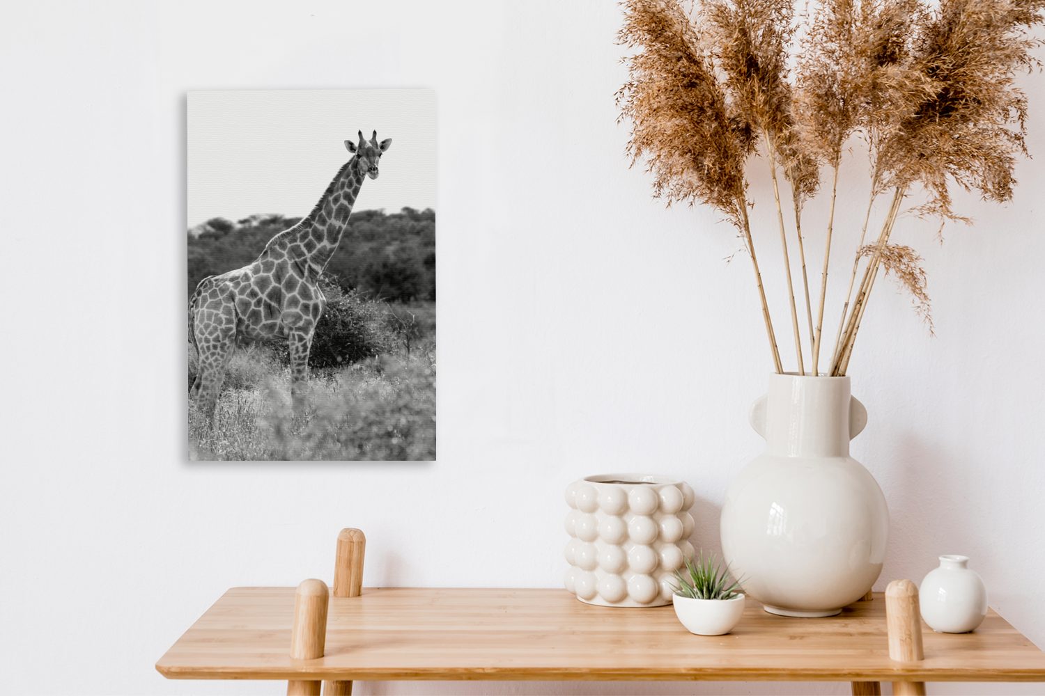 OneMillionCanvasses® Leinwandbild Giraffe in Natur - bespannt cm weiß, (1 20x30 schwarz fertig der Zackenaufhänger, St), inkl. und Leinwandbild Gemälde