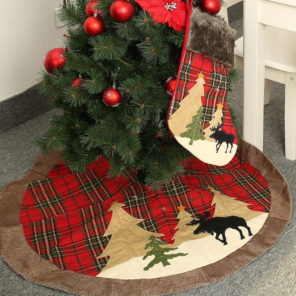 Teppich Weihnachtsbaum Decke, 105cm Rentier Gedruckt Weihnachtsbaum Röcke, GelldG