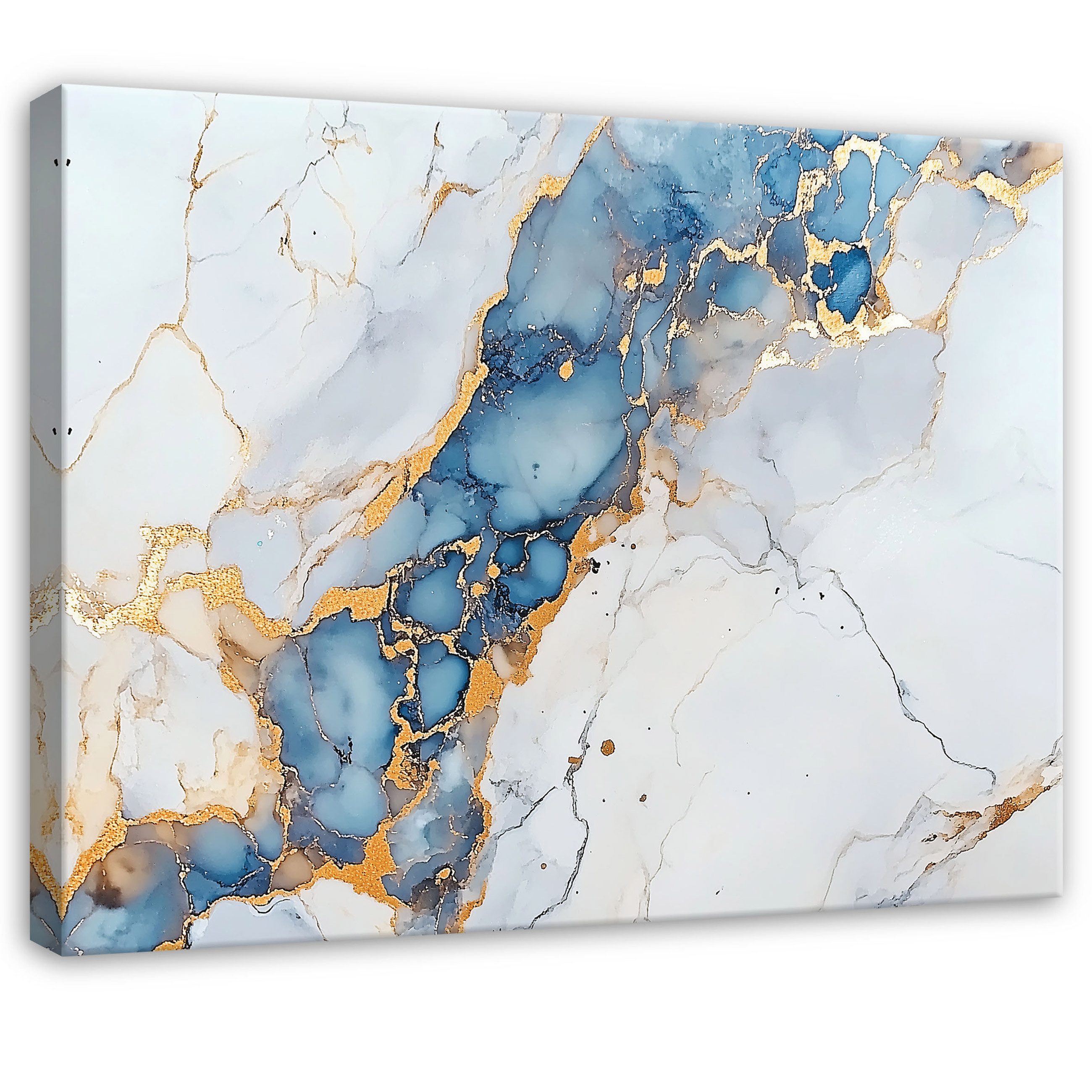 Wallarena Leinwandbild Abstrakt Gold Blau Marmor Modern Wandbilder Wand Dek günstig online kaufen
