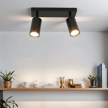Licht-Erlebnisse Deckenstrahler LEO, ohne Leuchtmittel, Schwarz 2-flammig GU10 Metall verstellbar Wohnzimmer