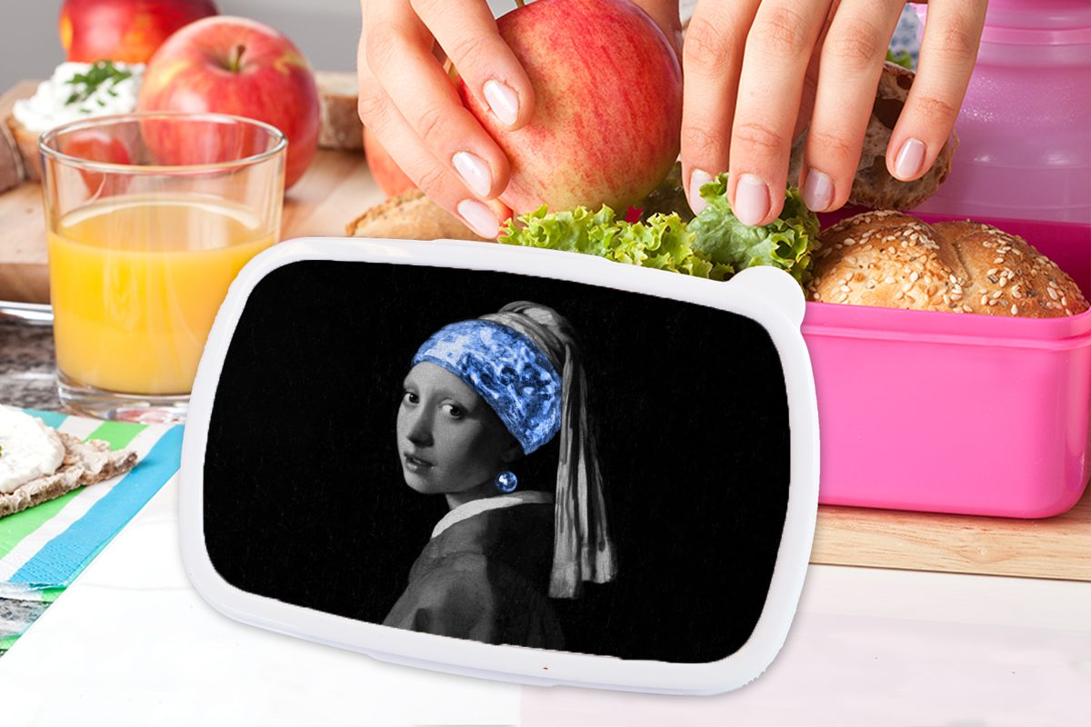 einem Brotdose Brotbox Vermeer (2-tlg), - Mädchen, Erwachsene, - Kinder, für Blau, Mädchen Lunchbox Kunststoff Snackbox, rosa MuchoWow Perlenohrring mit Kunststoff,