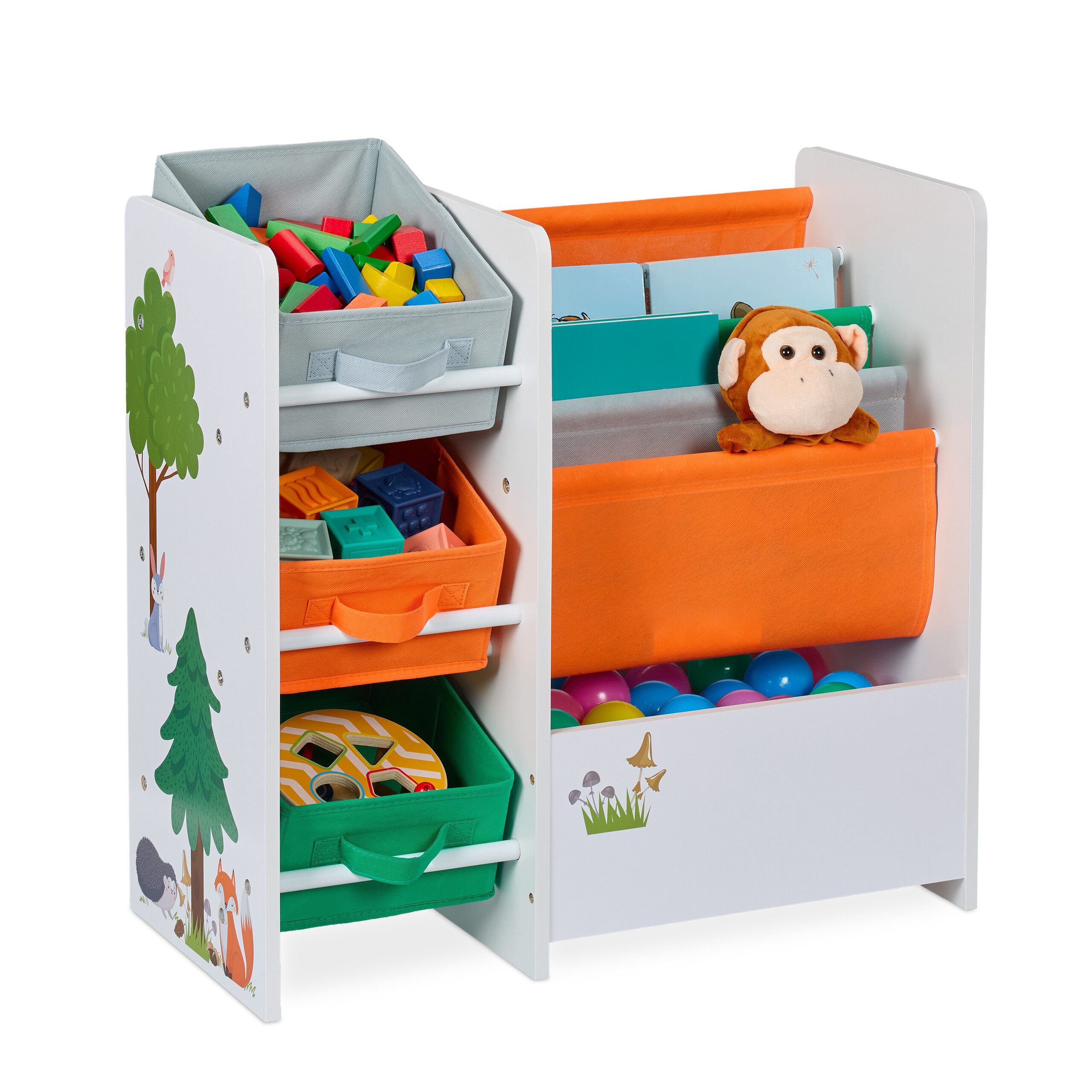 Kinderregal Mit 8 Boxen & 14 Fächern - Weißes Spielzeugregal 94x139x30cm