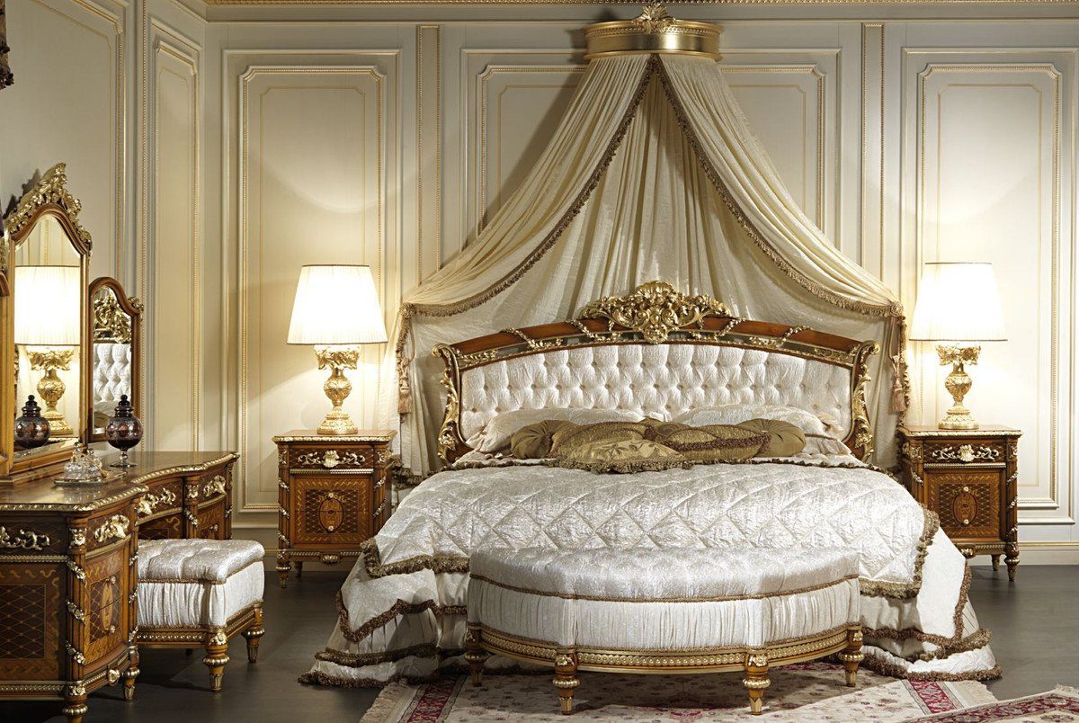 Qualität Schloss Spiegel in Braun Prunkvoller handgefertigter Wandspiegel - mit Casa Möbel Gold Hotel / - - Luxus mit Luxus - Kommode Made - Barockspiegel Barock Schminktisch Italy Möbel Padrino