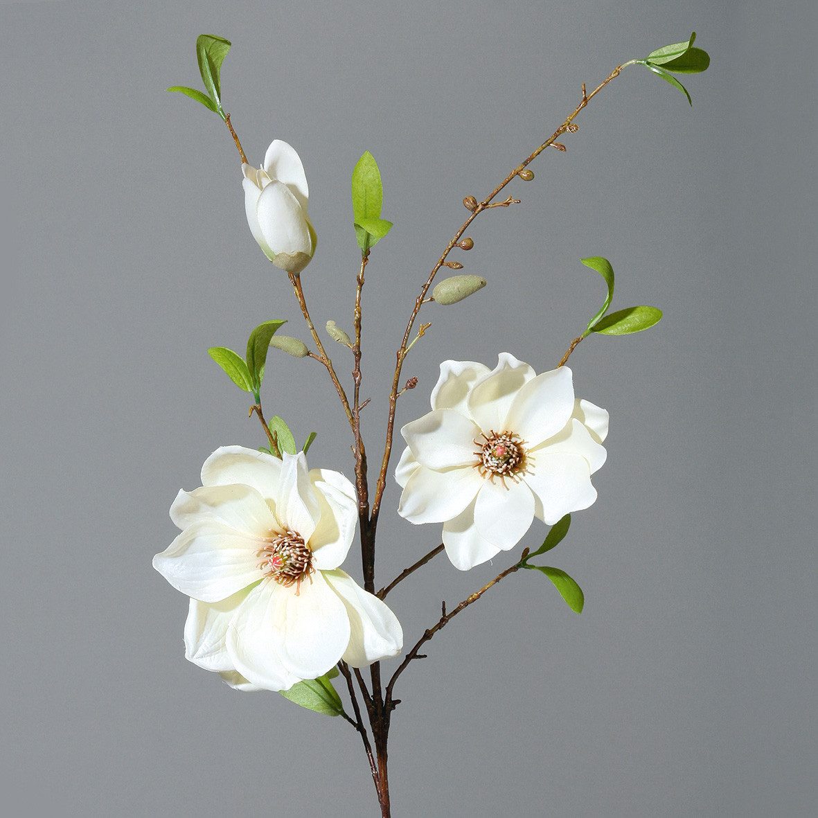 Kunstblume künstlicher Magnolienzweig cream ca. 90cm Seidenblumen Magnolie