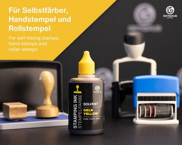 OCTOPUS Fluids Lenizett Solvent Stempelfarbe für glatte Untergründe, gelb Stempelkissen (1-tlg., wasserfest)