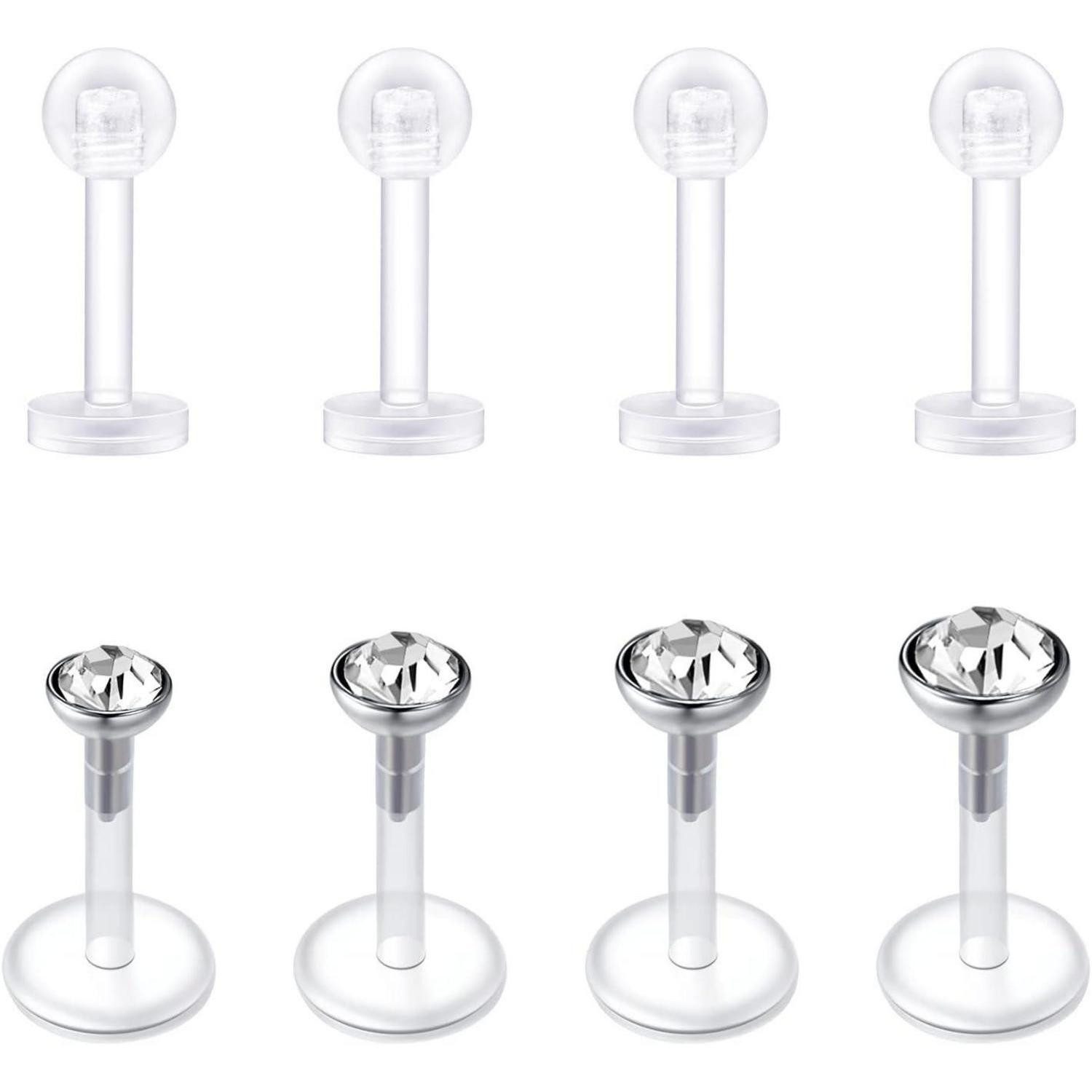 LuxusKollektion Piercing-Set Piercing Tragus Helix Labret Edelstahl Bioflex 16G 8mm 10mm 8stück 6mm
