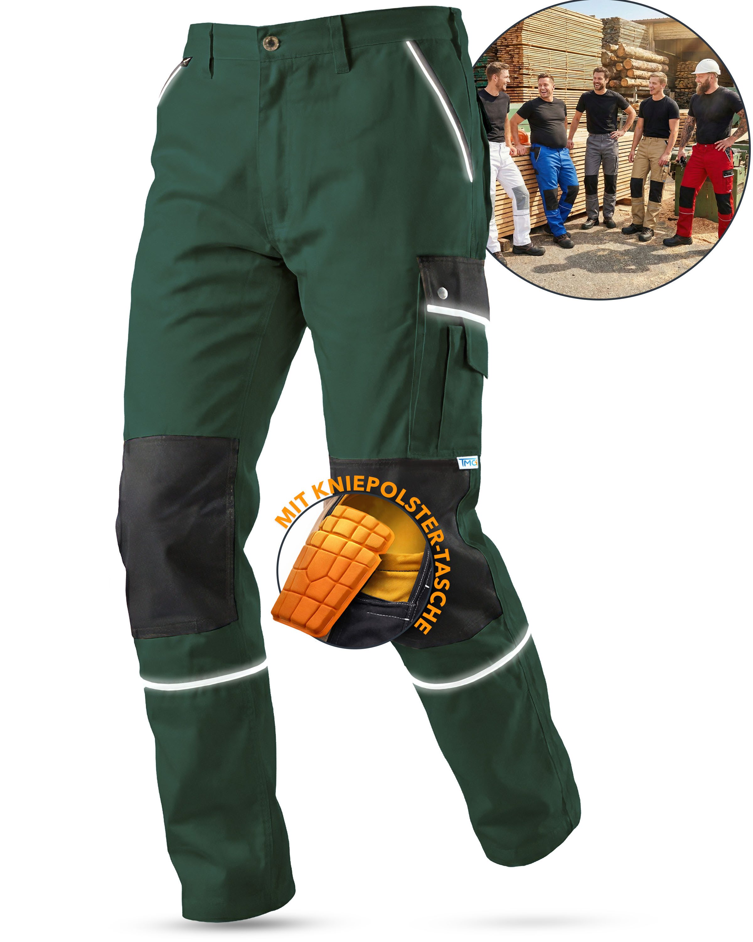 TMG International Arbeitshose Arbeitshose Bundhose Cargohose Style Arbeitshose Herren mit Kniepolstertaschen in Übergrößen erhältlich