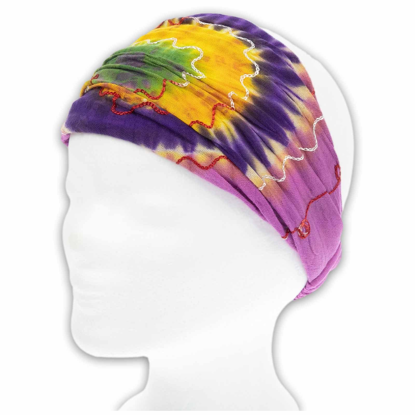 KUNST UND MAGIE Stirnband Batik elastisches Pink Yoga Kopfband Kopftuch Stirnband Goa