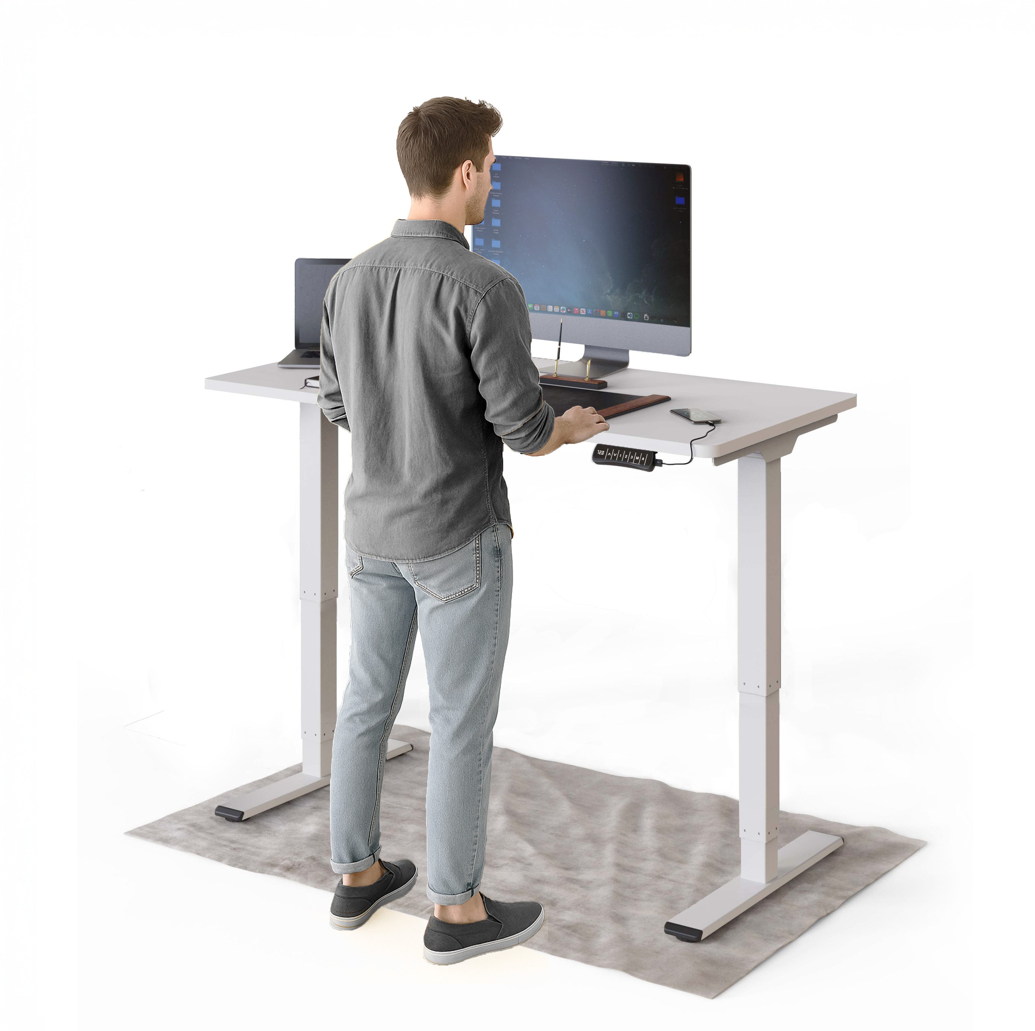 DESKSPACE Schreibtisch Pro Plus Höhenverstellbarer Elektrischer Schreibtisch (Komplettset mit Tischgestell und Tischplatte), mit Memory Funktion und Kollisionsschutz