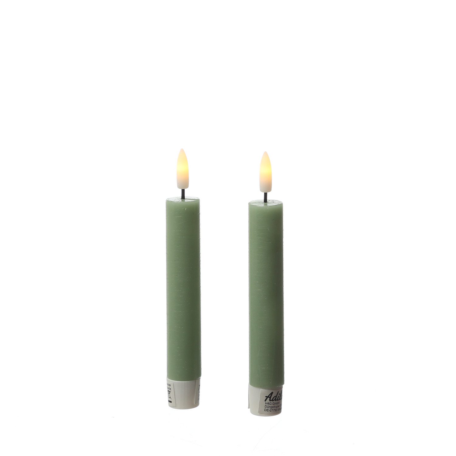 Adilina LED-Kerze LED Stabkerzen Tafelkerzen Dinner Spitzkerzen rustikal 16cm grün 2St (2-tlg)
