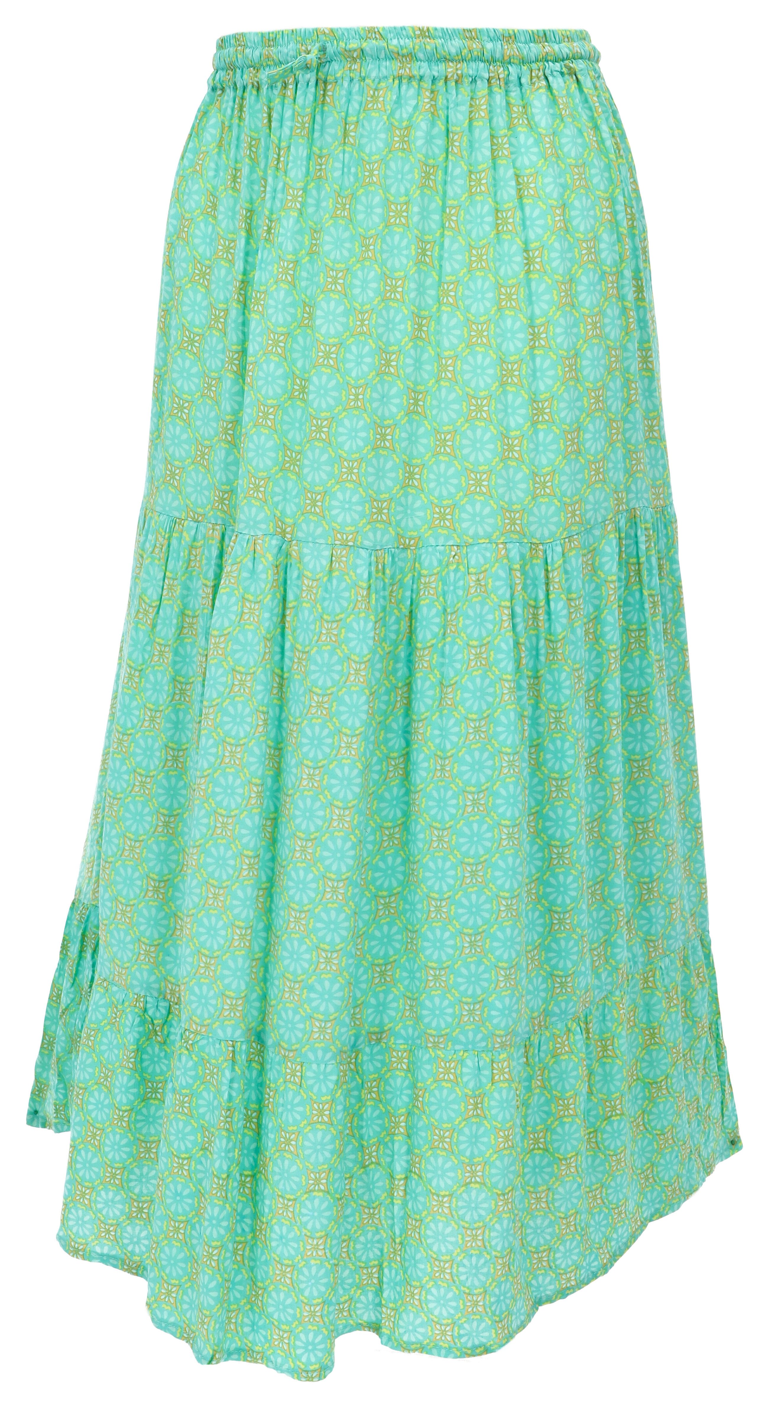 Guru-Shop Minirock Maxirock Batik, langer Sommerrock, farbenfroher.. alternative Bekleidung