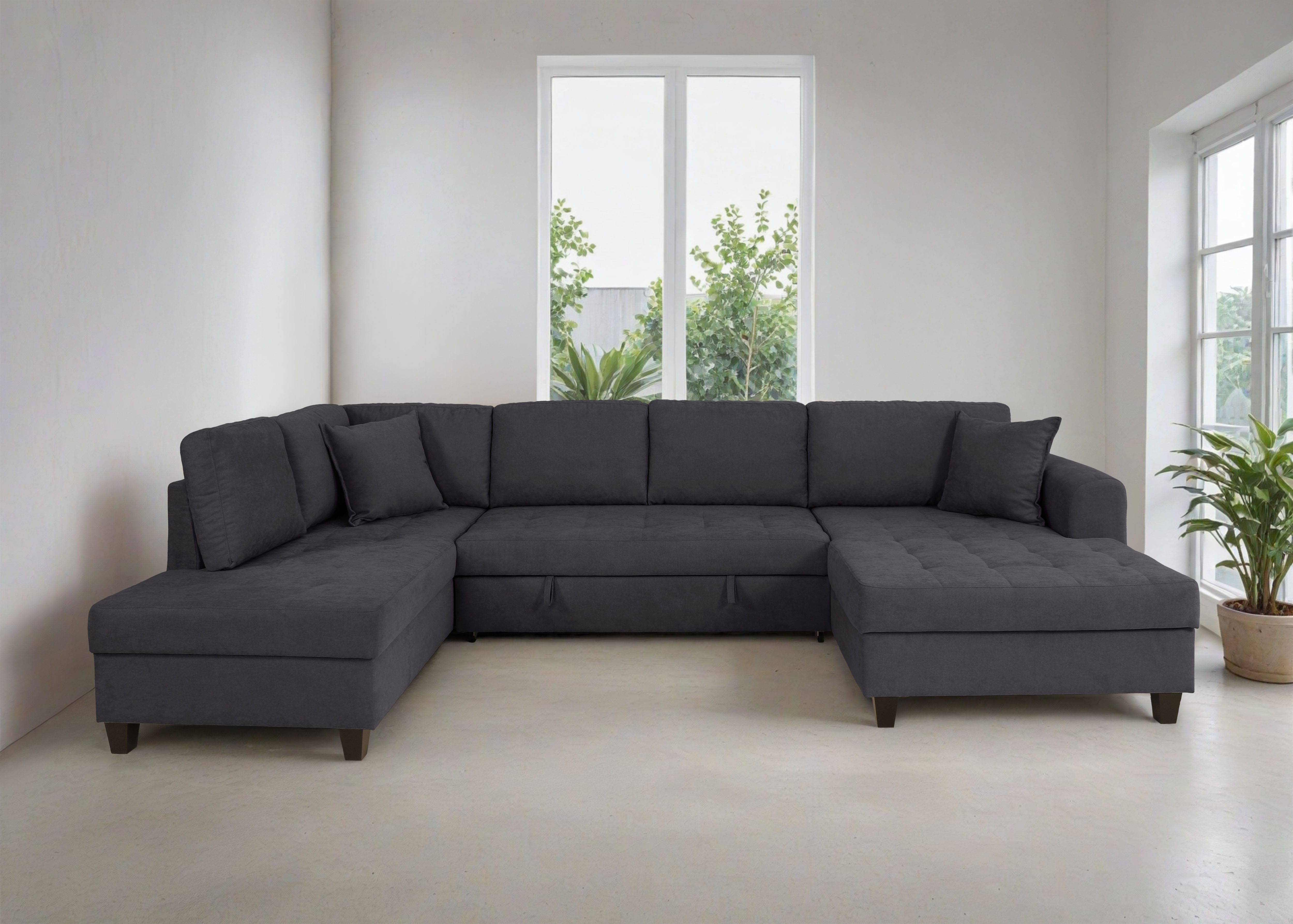 OTTO home Wohnlandschaft Moritz U-Form, B: 324 cm, mit Schlaffunktion, Bettkasten & Zierkissen