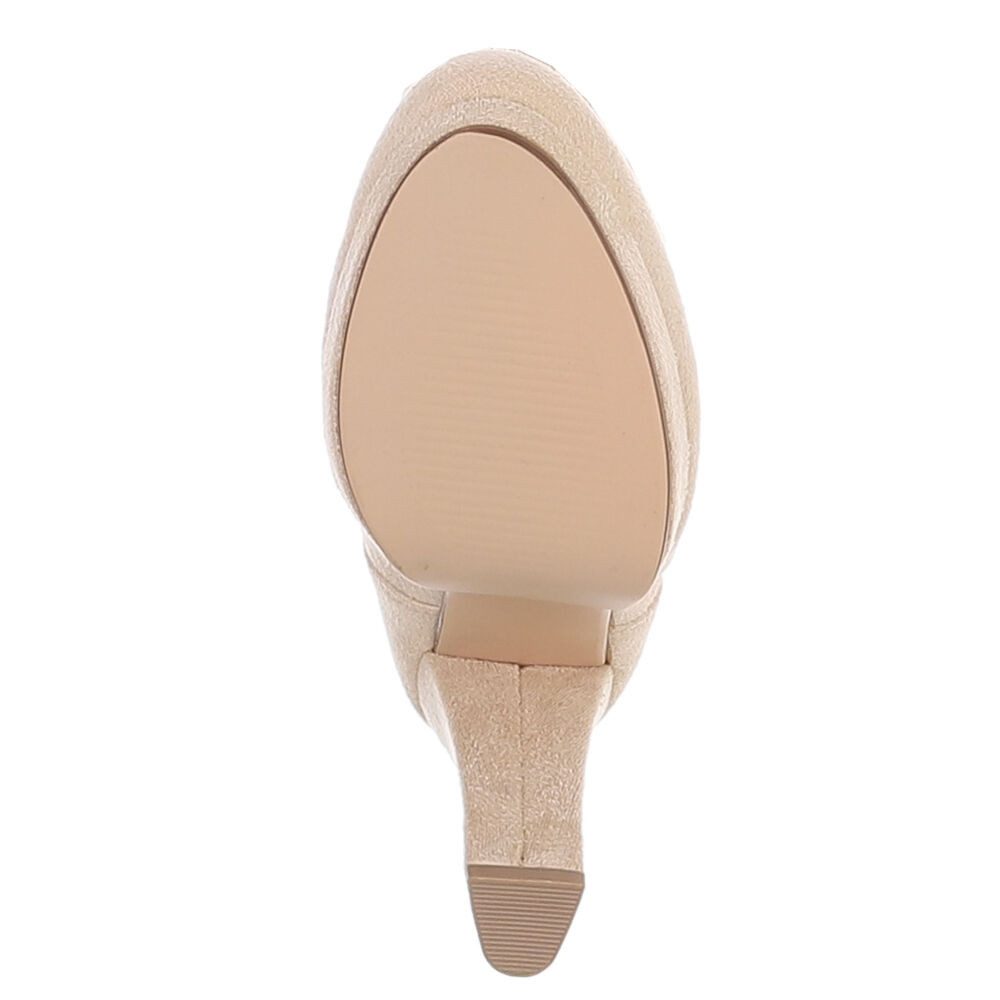 Ital-Design Overknee-Stiefel mit hohem Absatz für Damen eleganter Look Overkneestiefel (90727001) Blockabsatz Stiefel in Beige