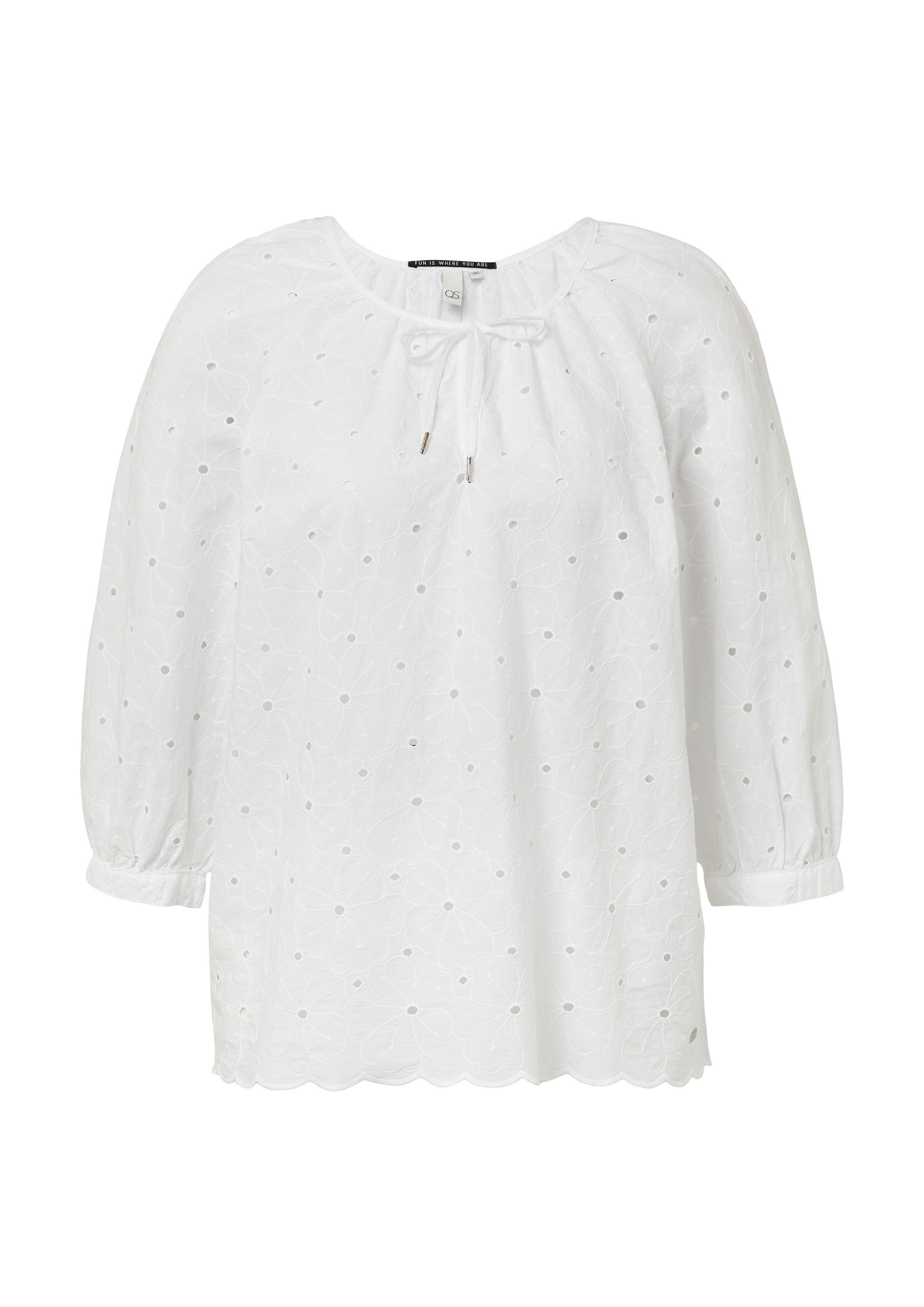 QS Kurzarmbluse Bluse Bluse mit Lochstickerei günstig online kaufen