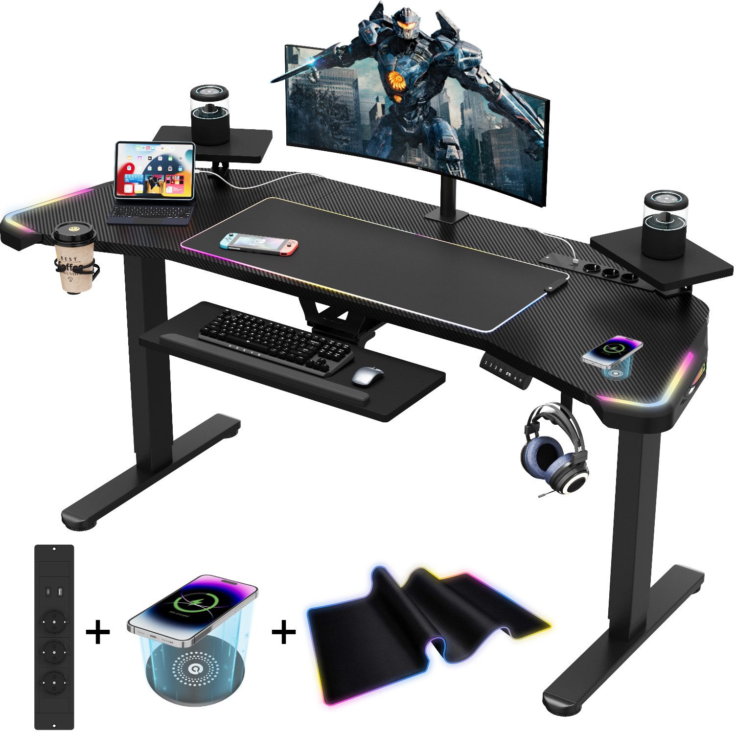 HOMALL Gamingtisch Höhenverstellbar Gaming Tisch mit günstig online kaufen