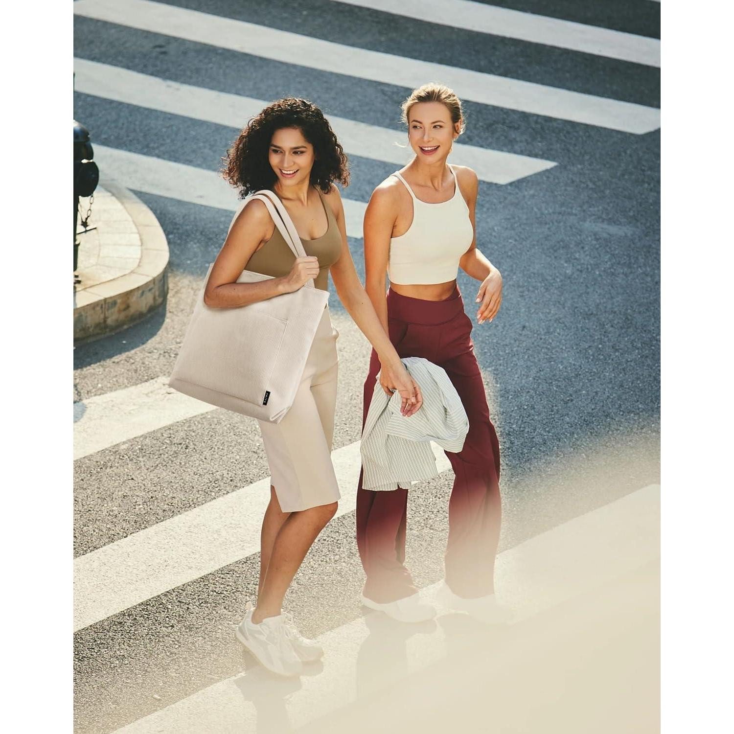 LuxusKollektion Handtasche Damen Handtasche Groß Cord Umhängetasche Beige Shopper Tote Bag