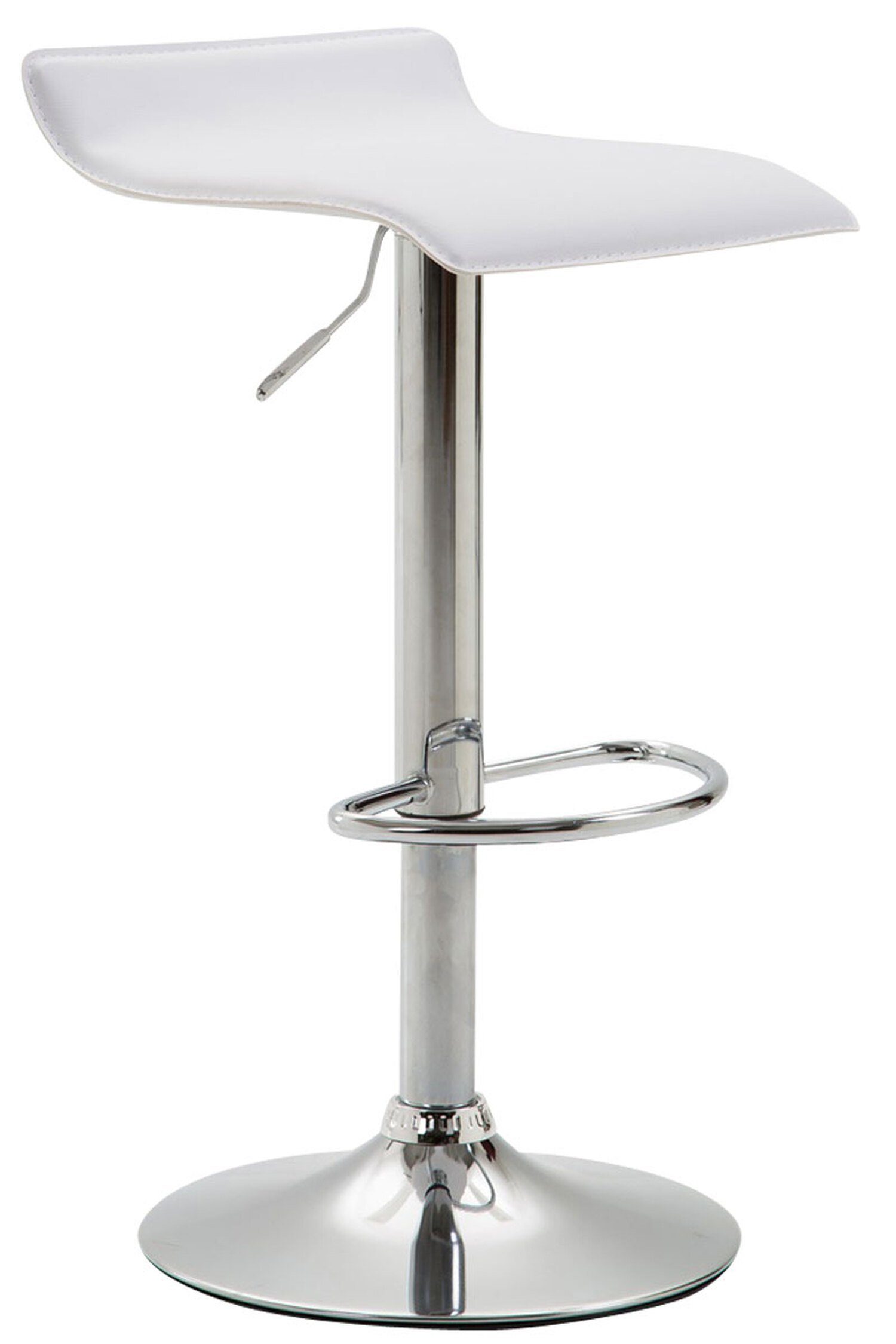 TPFLiving Barhocker Dynasty2 (mit Fußstütze - Barstuhl höhenverstellbar - Hocker für Theke & Küche), 360° drehbar - chromfarbener Stahl - Sitzfläche: Kunstleder Weiß