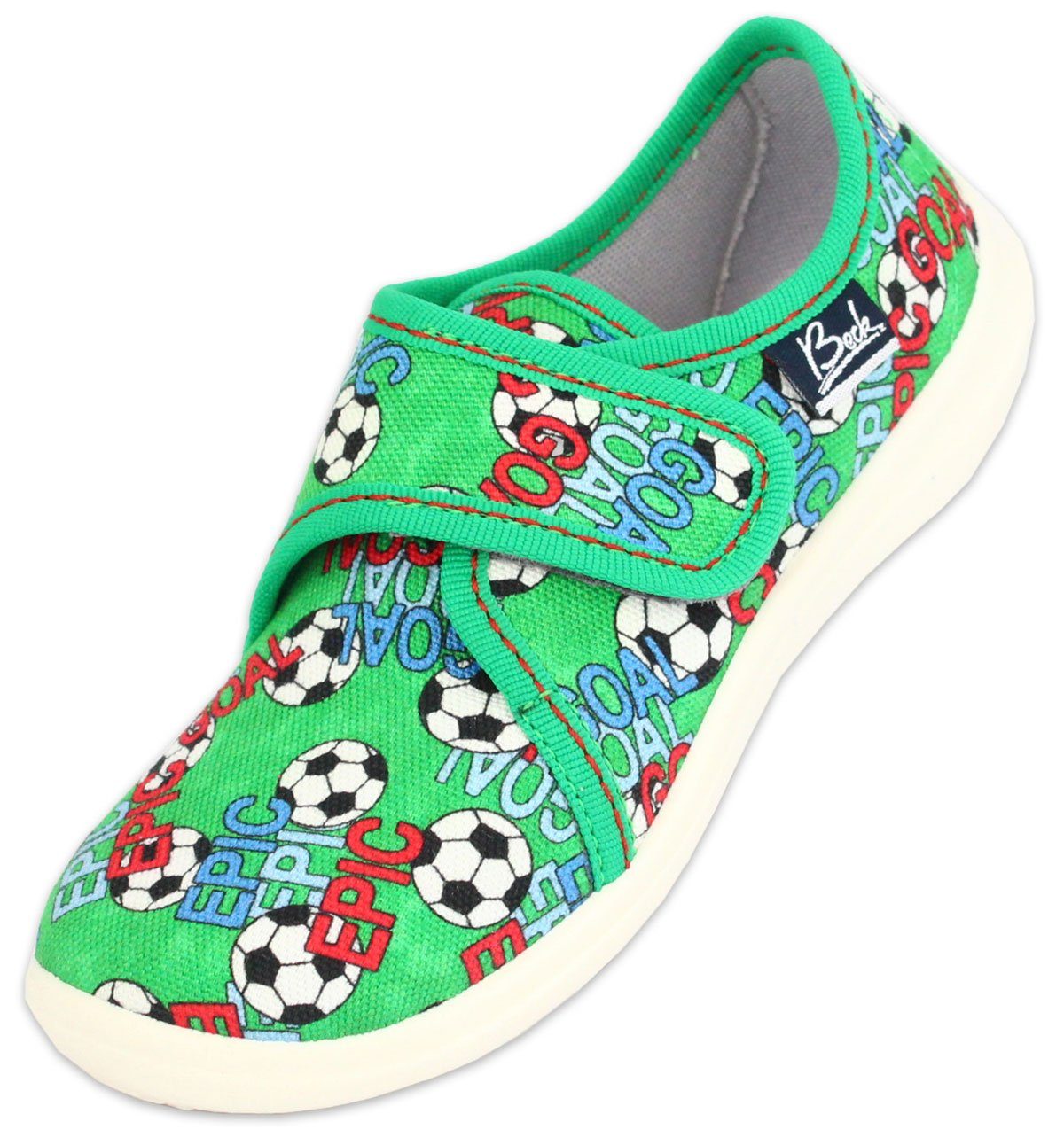 Beck Hausschuh Goal Hausschuh (Flexible, weich gepolsterte Laufsohle) Mit Klettverschluss, Sohle ist NON-Marking