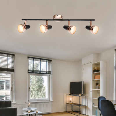 etc-shop LED Deckenleuchte, Leuchtmittel inklusive, Warmweiß, LED Deckenlampe Deckenstrahler schwenkbare Spots Kupfer Design L 60 cm