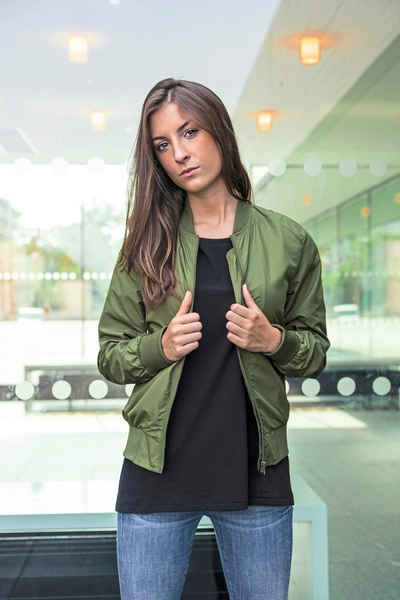 Build Your Brand Bomberjacke leichte Damen Bomber Jacke mit Stehkragen