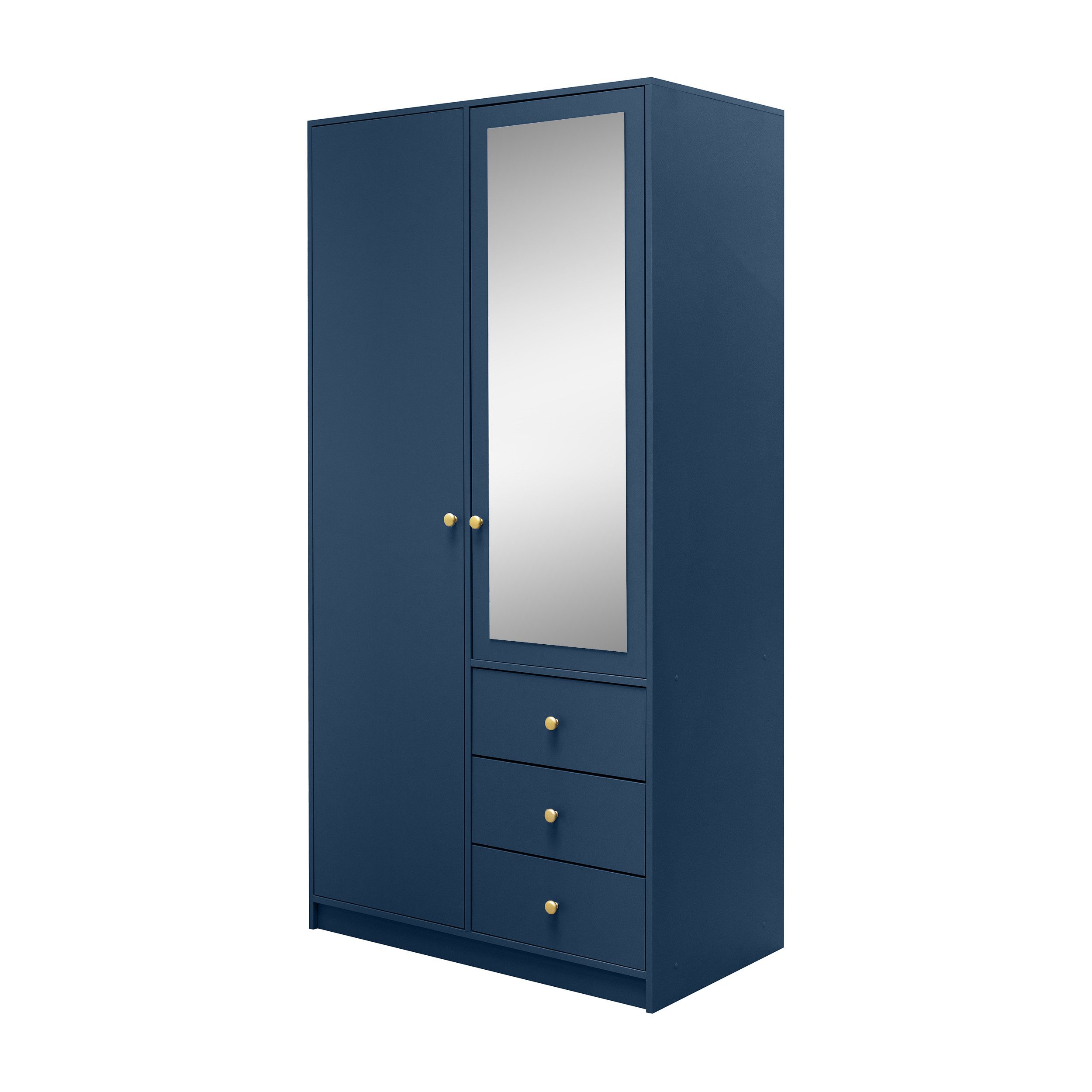 Beautysofa Kleiderschrank mit Spiegel und 3 Schubladen (Zur Auswahl: zweitürig, dreitürig oder viertürig, verschiedene Farben) Höhe 200 cm