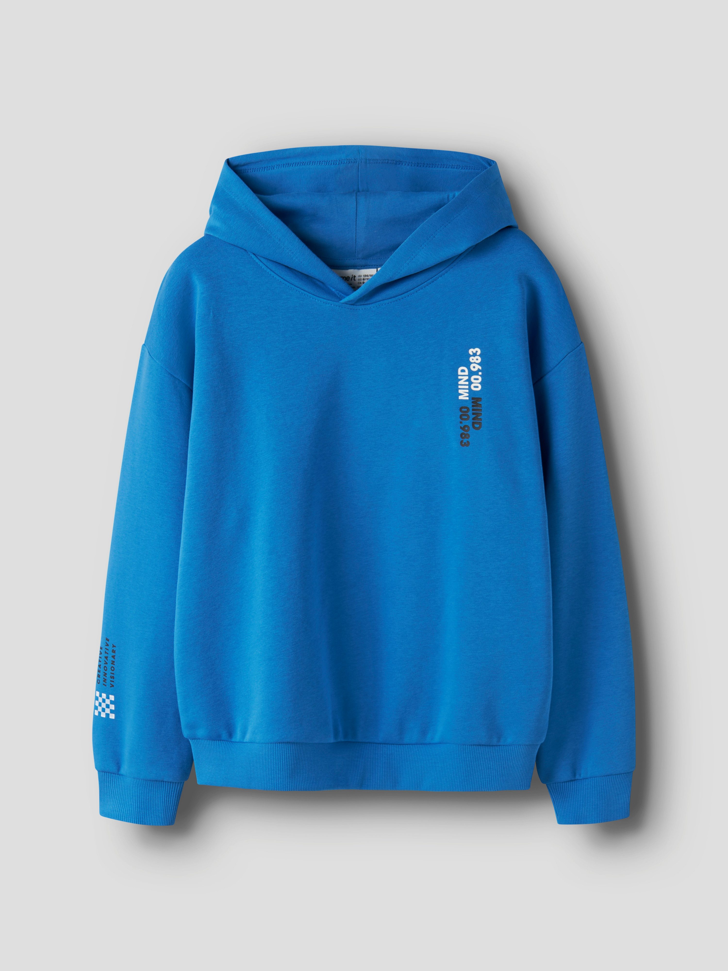 Name It Kapuzensweatshirt NKMOFRANNE LS RLX SWE BRU WH BF Baumwollmischung, locker geschnitten – Bild 2 von 4