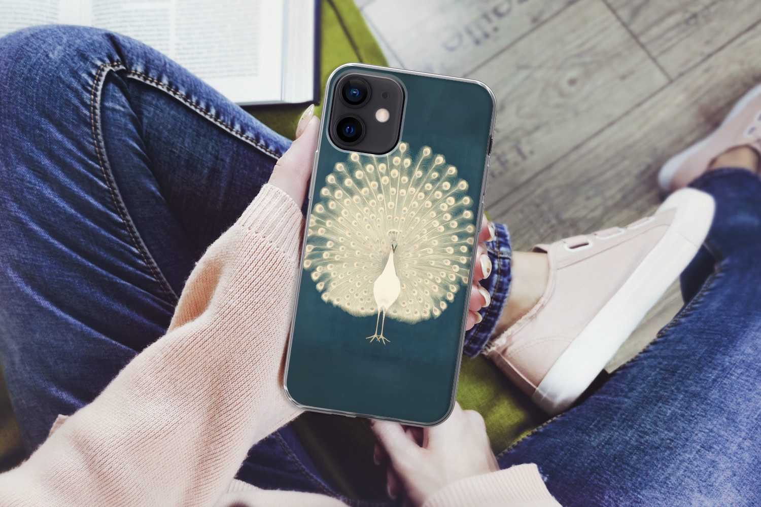 MuchoWow Handyhülle für Apple iPhone 12 Vogel - Blau - Vintage, Smartphone-Bumper, Print, Handy Schutzhülle Dünn