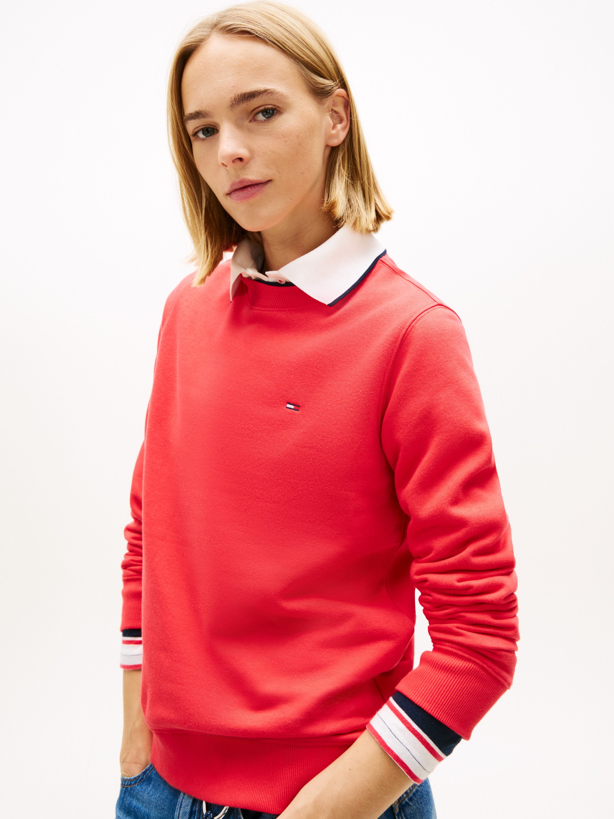 Tommy Jeans Sweatshirt TJW REG S FLAG CREW mit Logostickerei, Regular Fit