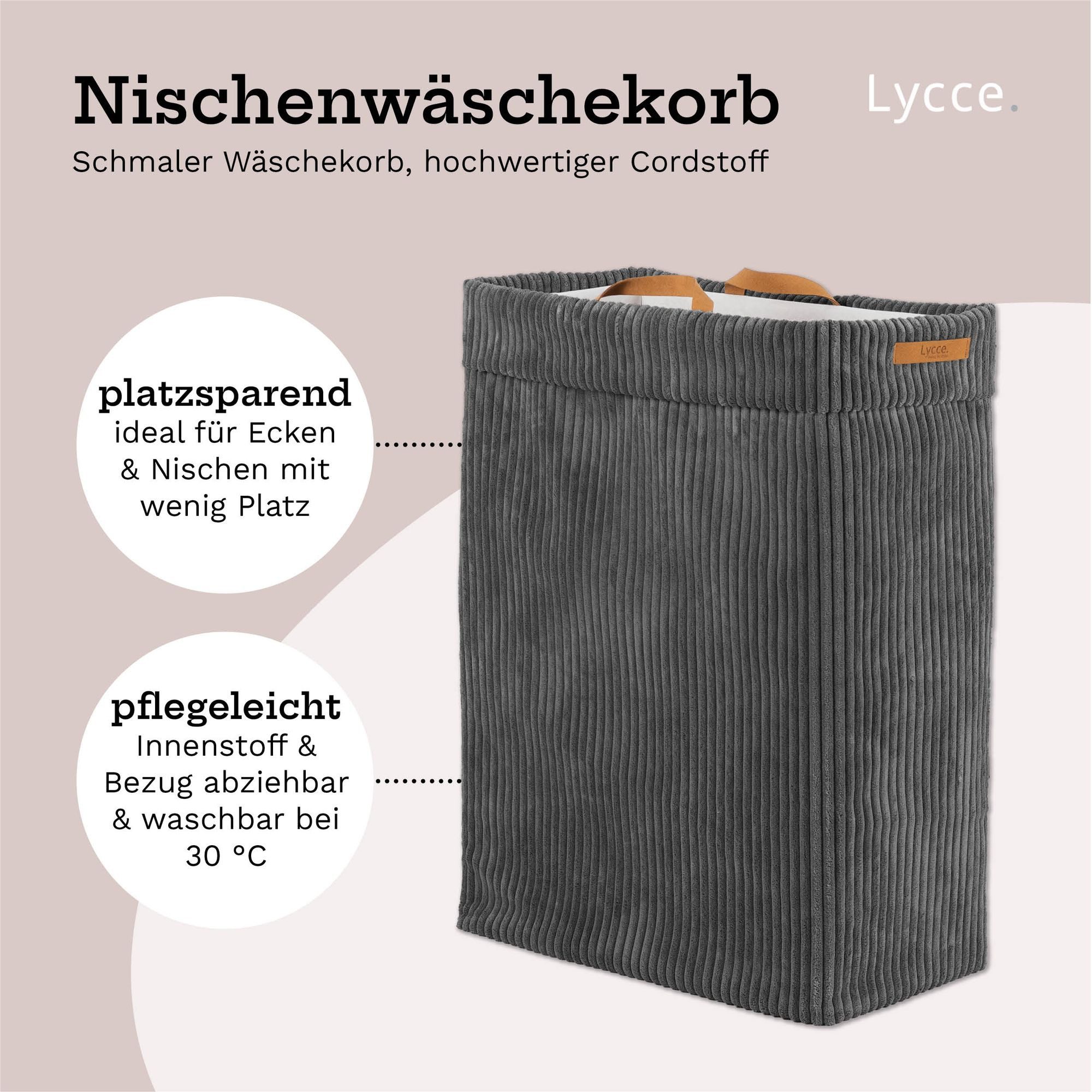 Lycce Wäschekorb Lycce Wäschekorb Cord – faltbar, waschbar & perfekt für Nischen