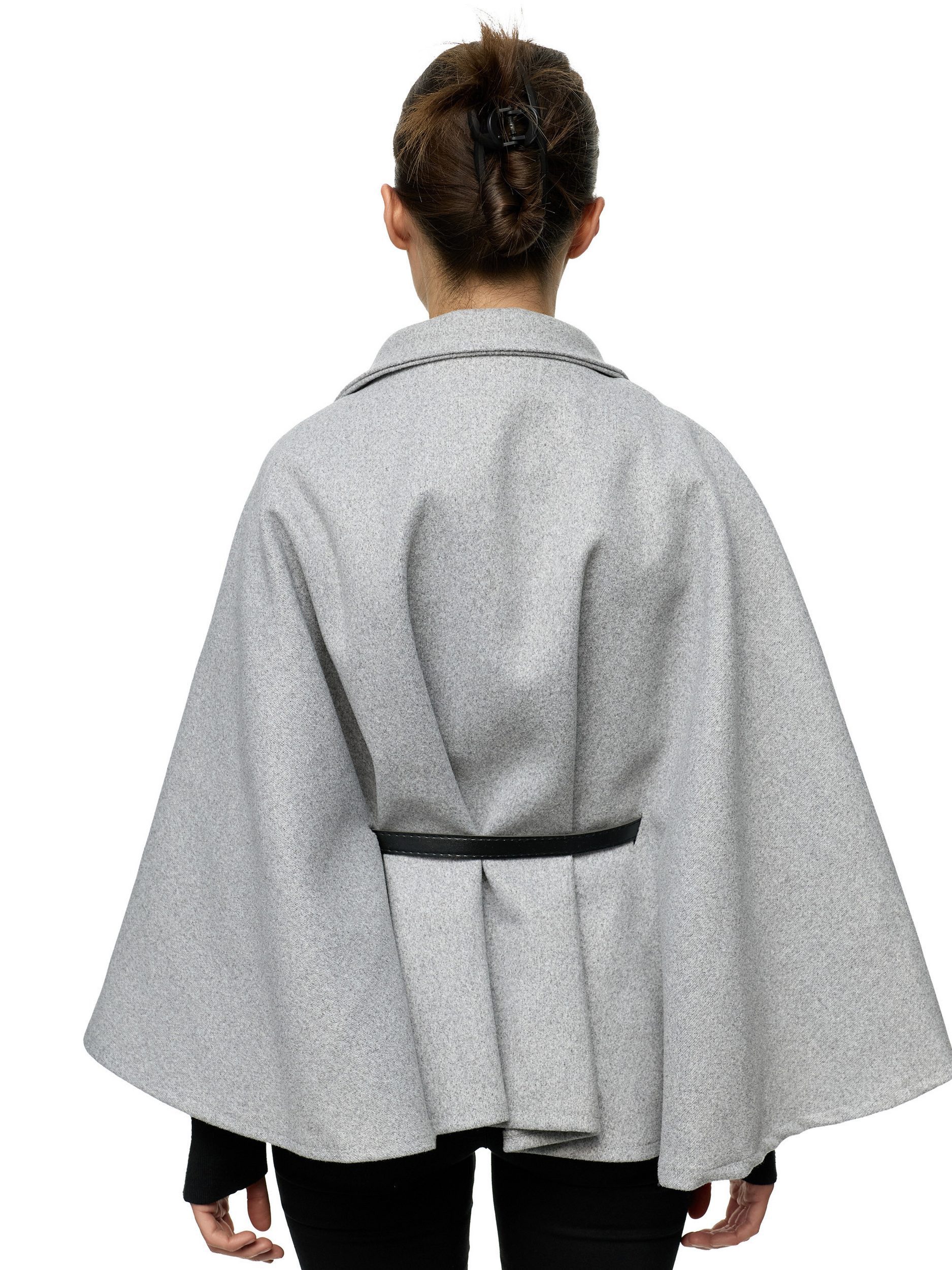Worldclassca Poncho Worldclassca Poncho Crop Jacke Elegant Umhang Stehkragen mit Gürtel Neue Kollektion - Stilvolle und gemütliche Mode für Damen – Bild 2 von 4