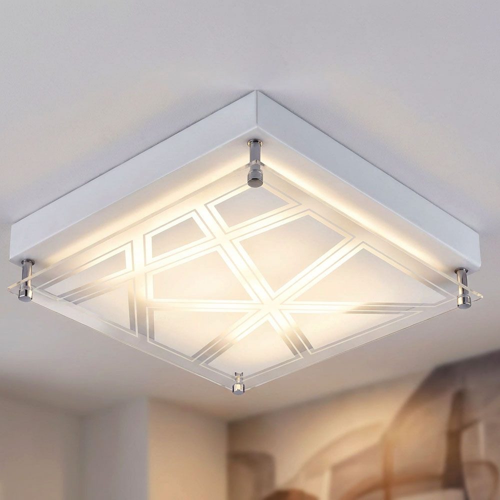 Esto LED Deckenleuchte, LED-Leuchtmittel fest verbaut, Neutralweiß, Deckenleuchte Deckenlampe Muster Wohnzimmer Beleuchtung silber in