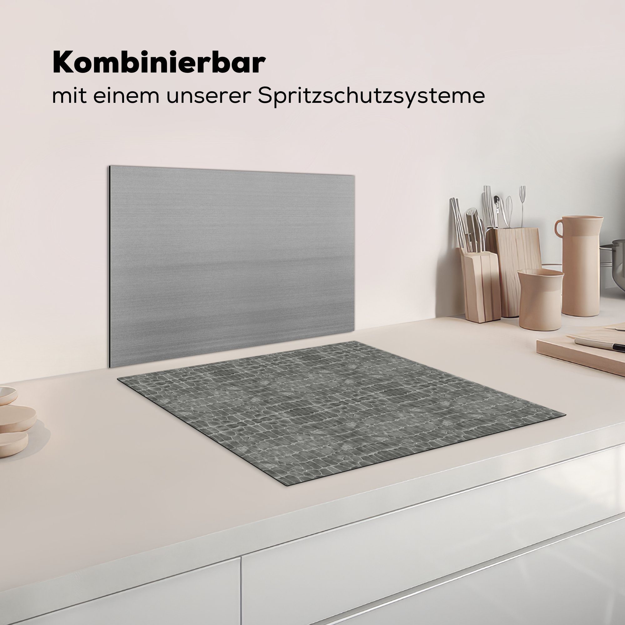 (1 MuchoWow Induktionsschutz, - 59x51 cm, - tlg), Tiere, Textur Leder Ceranfeldabdeckung Vinyl, Herdblende-/Abdeckplatte Induktionskochfeld,