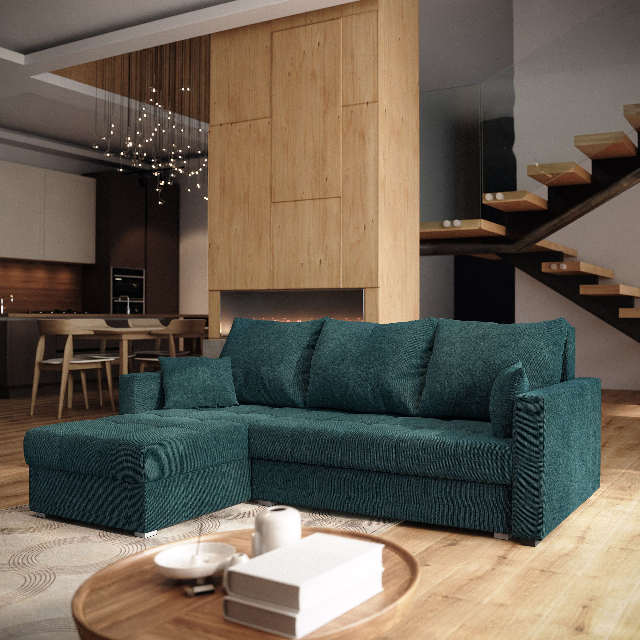 Masseno Ecksofa NIDA mit Schlaffunktion L-Form, Sofa mit Bettkasten