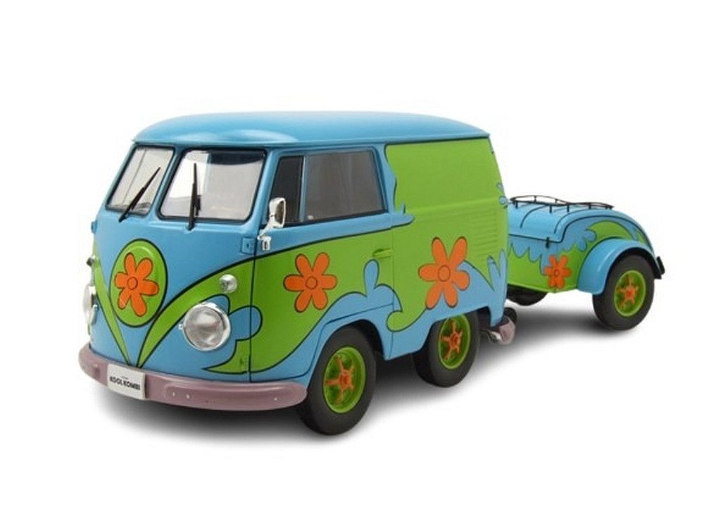 Solido Modellauto VW T1 Kool Kombi Ghosthunters Flower Power hellblau grün, Maßstab 1:18