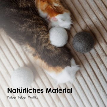 LucyBalu Tier-Beschäftigungsspielzeug 6 Filzbälle für Katzen, Katzenspielzeug, Katzenbälle aus Filz, 6 Stück, aus natürlichem Filz