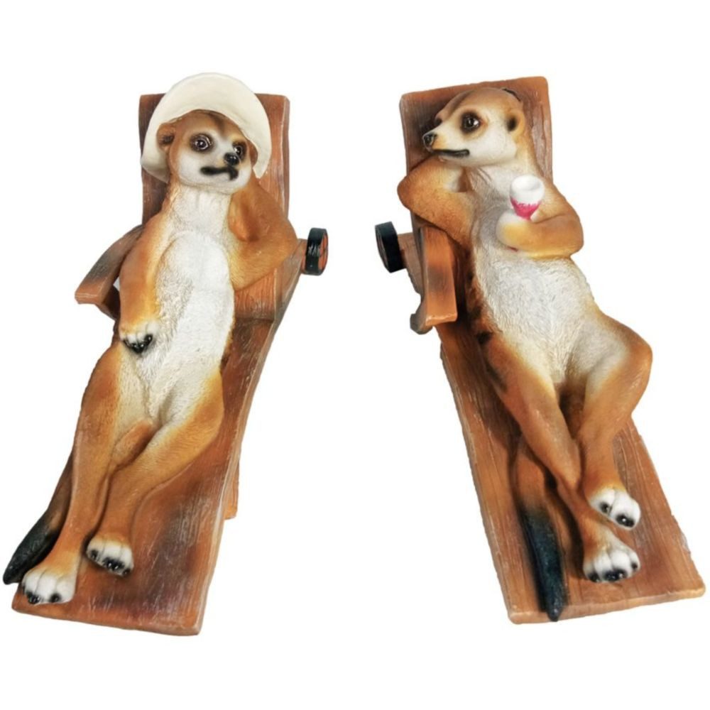 Garden Pleasure Gartenfigur Erdmännchen auf Liege, CHILLI & WILLI, Polyresin, enthält ein Pärchen