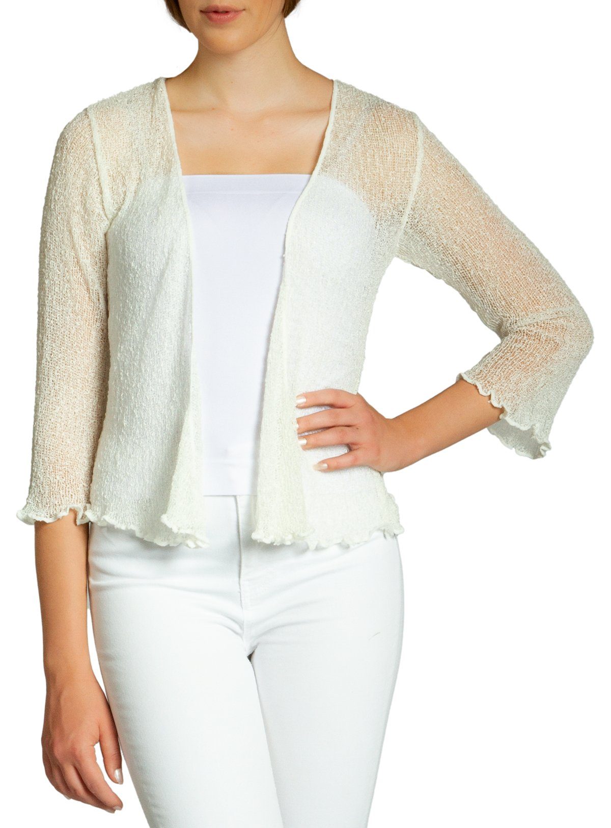 Caspar Strickjacke STJ022 angenehm leichter Damen Sommer Bolero mit 3/4 Arm günstig online kaufen