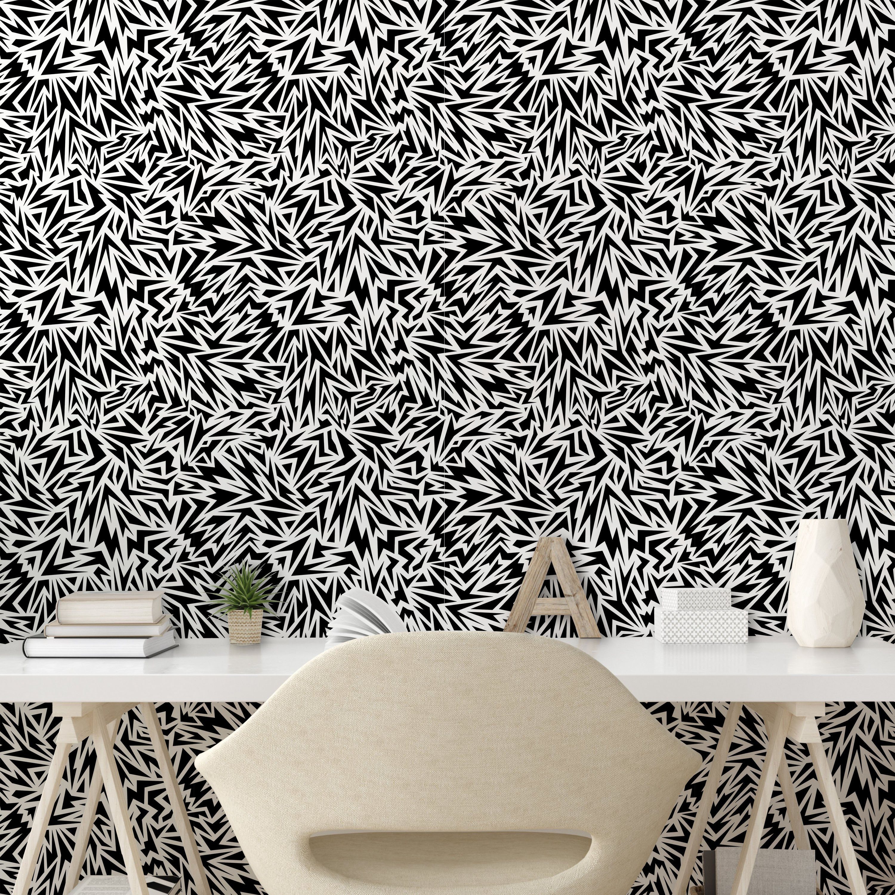 Abakuhaus Vinyltapete Sharp Wohnzimmer selbstklebendes Shapes Schwarz Küchenakzent, weiß und