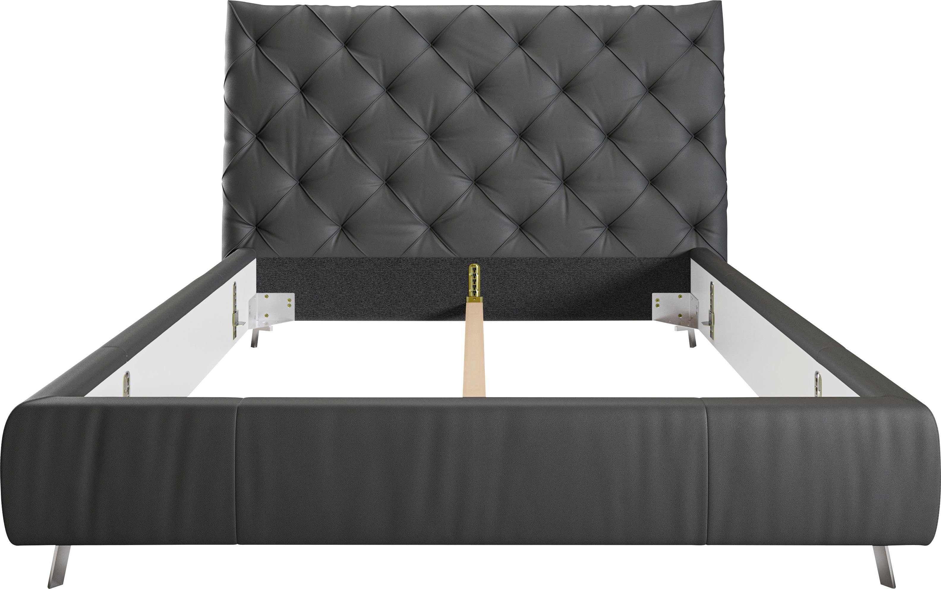 Home affaire Polsterbett Elloree, in 4 Breiten, hinten mit Originalstoff bezogen, auch in Leder, Kopfteilhöhe 143cm, belastbar bis 280 kg, auch in Überlänge 220cm