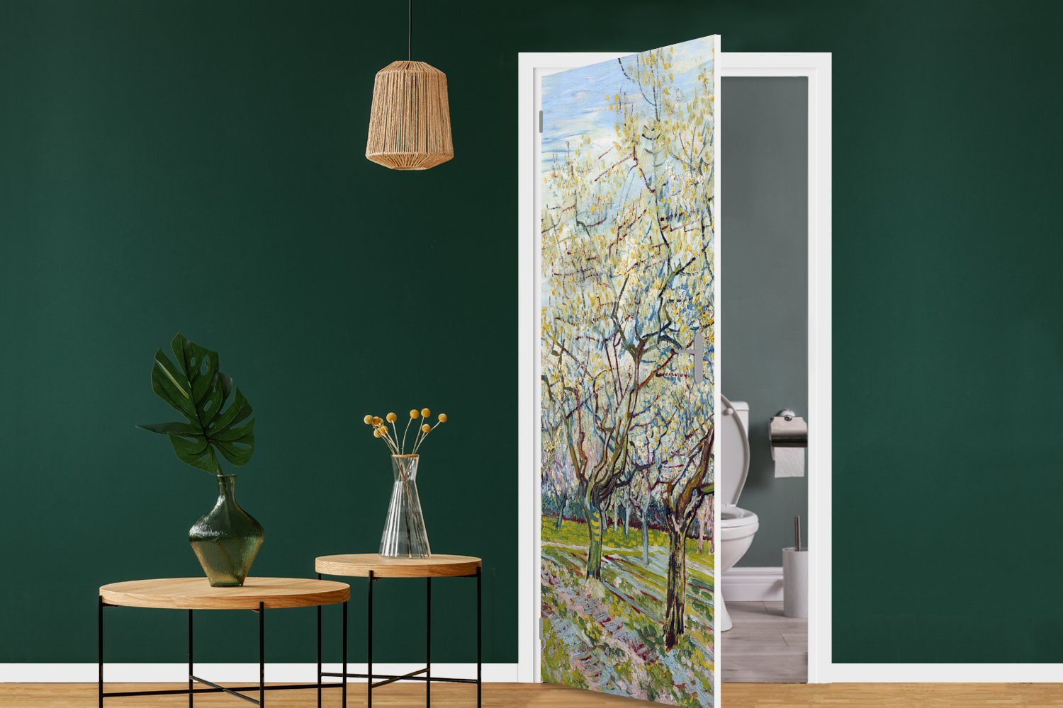 MuchoWow Türtapete Blühender Obstgarten Türaufkleber, Gogh, für 75x205 Tür, - bedruckt, Fototapete Matt, (1 van St), Vincent cm