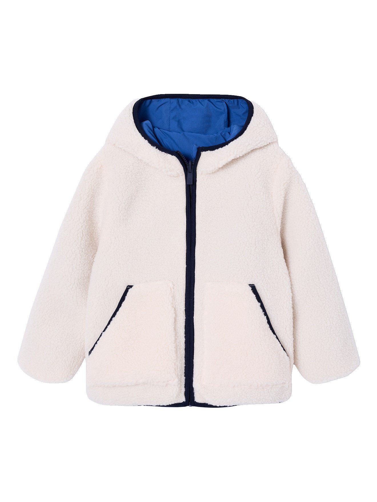 vertbaudet Parka Wendejacke Jungen, eine Seite Teddyfleece