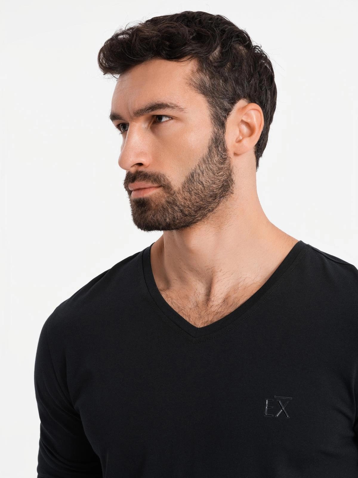 OMBRE Longsleeve Herren V-Ausschnitt SLIM FIT Longsleeve