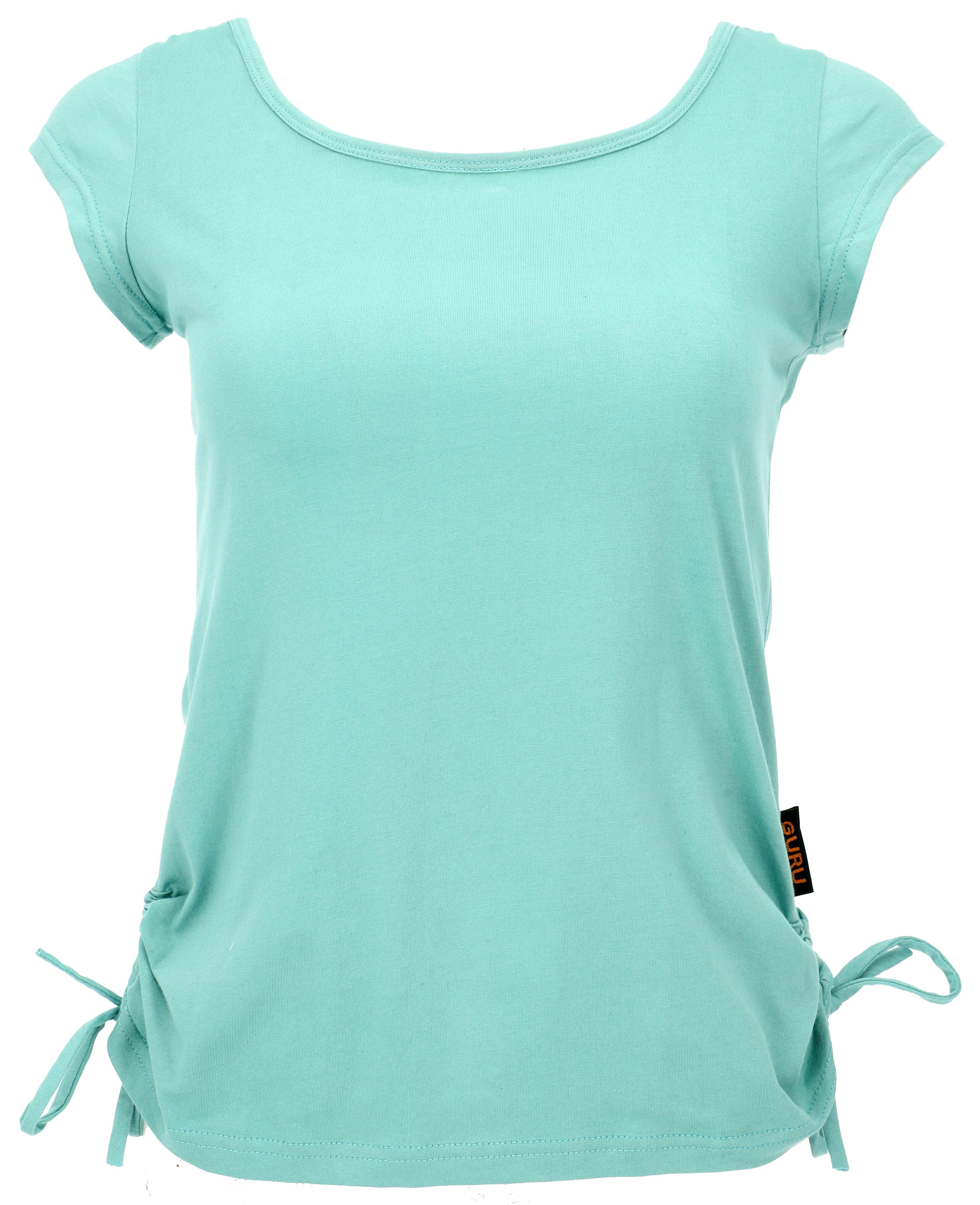 Guru-Shop T-Shirt Yoga T-Shirt aus Bio-Baumwolle - aqua Festival, Ethno Sty günstig online kaufen