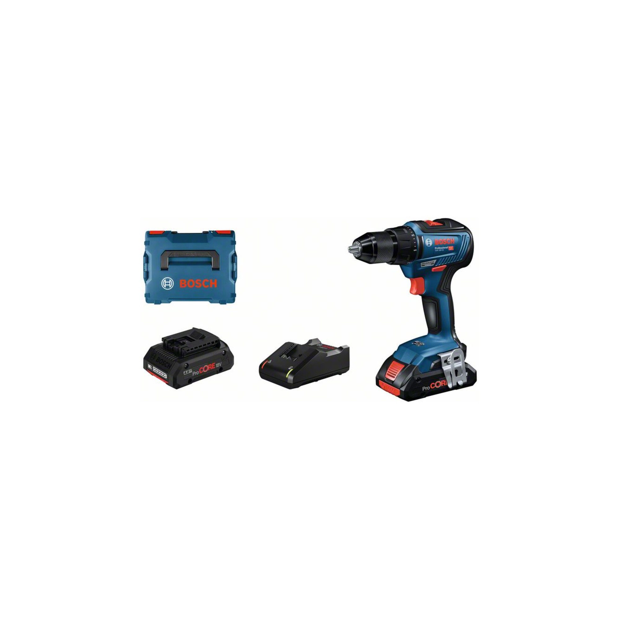 Bosch Professional Bohrschrauber Bosch Akku-Bohrschrauber GSR 18V-55, 2x 4,0Ah ProCORE18V, Ladegerät –