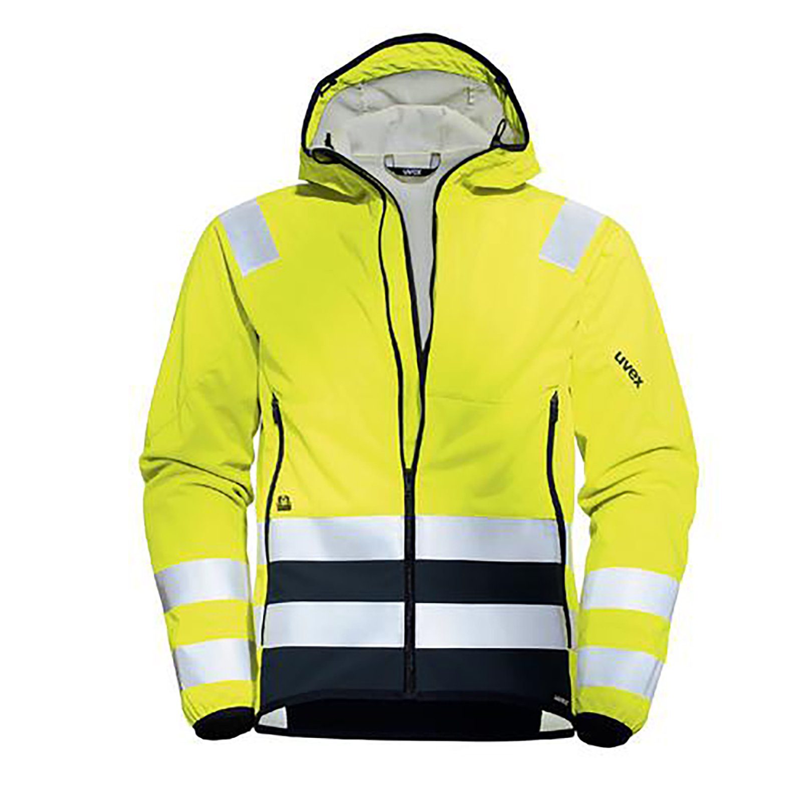 Arbeitsjacke Softshelljacke grau flash gelb, Uvex protection