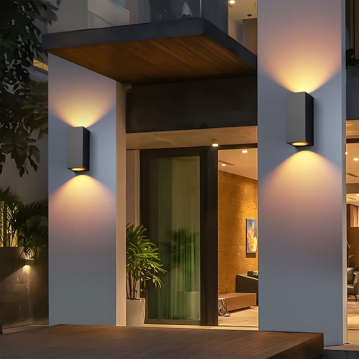 LETGOSPT Wandleuchte LED Außenleuchte Wand GU10 Wandlampen Wand-Spot Up & Down Leuchten, Up Down Abstrahlwinkel, LED wechselbar, Warmweiß, Wandleuchte inkl. GU10 Glühbirne,IP54 Wasserdichte für Balkon, Gehweg