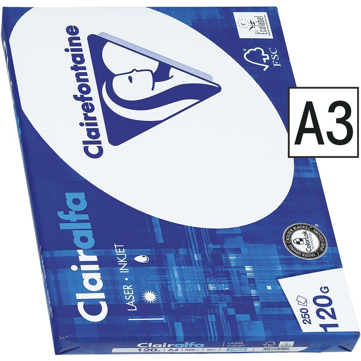 CLAIREFONTAINE Druckerpapier 2800, Format 250 g/m², DIN 120 A3, Blatt
