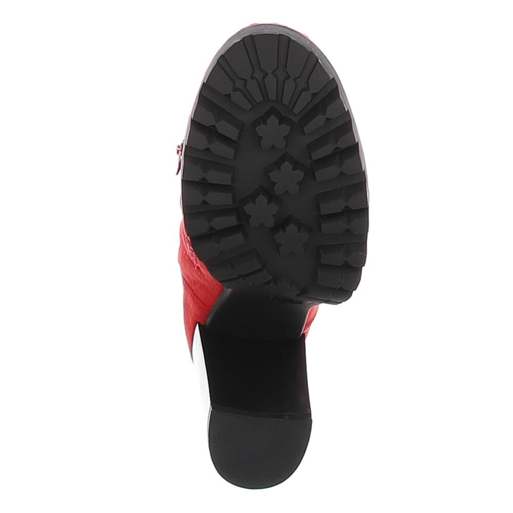 Ital-Design Kniehohe Stiefel mit Absatz für Damen im Alltag Overkneestiefel (90726961) Blockabsatz Stiefel in Rot